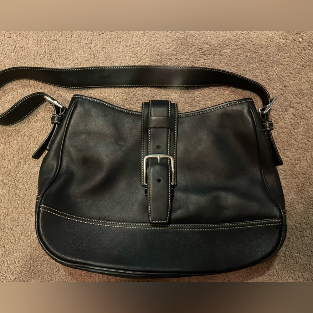 Vintage Classic Coach Hampton Soho Black Leather Buckle Bag 7583
